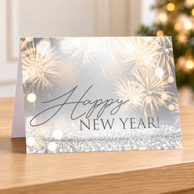New Year Sparkle 80lb 7 x 5 Foldover Card Set