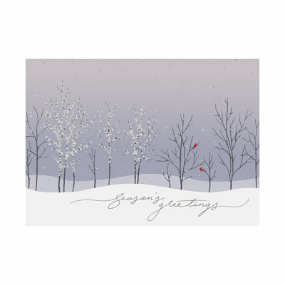 Trees with Cardinals 80lb 7 x 5 Foldover Card Set
