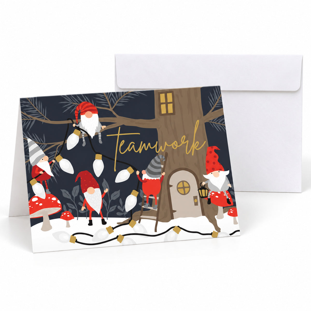 Christmas Gnomes 80lb 7 x 5 Foldover Card Set