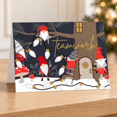 Christmas Gnomes 80lb 7 x 5 Foldover Card Set