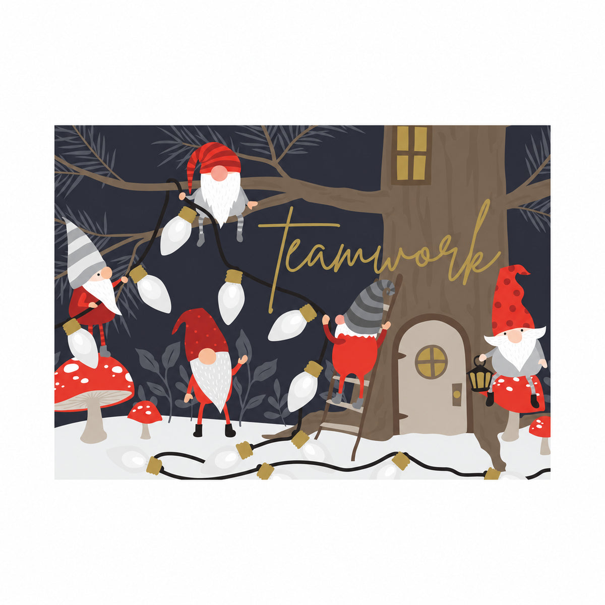 Christmas Gnomes 80lb 7 x 5 Foldover Card Set