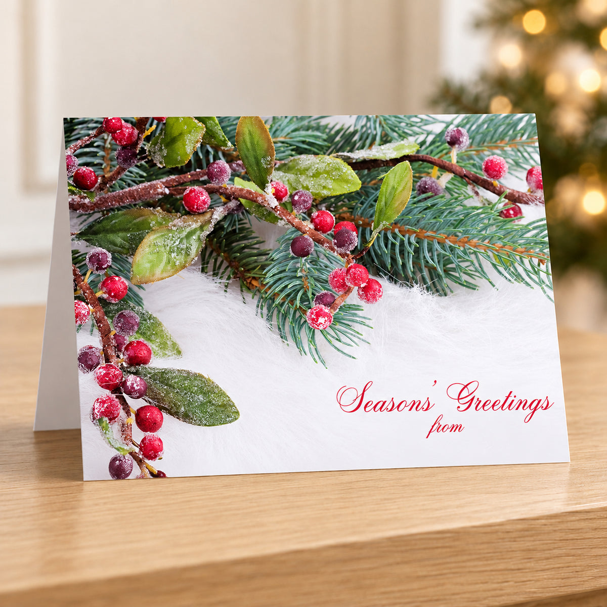 Snowy Berries 80lb 7 x 5 Foldover Card Set