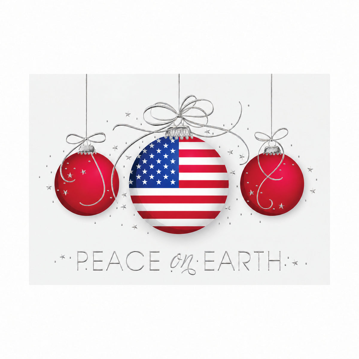 Patriotic Ornaments Trio 80lb 7 x 5 Foldover Card Set