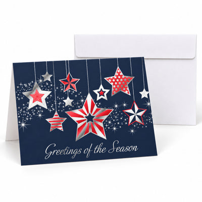 Patriotic Star Ornaments 80lb 7 x 5 Foldover Card Set