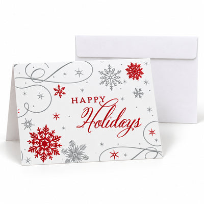 Snowflake Swirls 80lb 7 x 5 Foldover Card Set