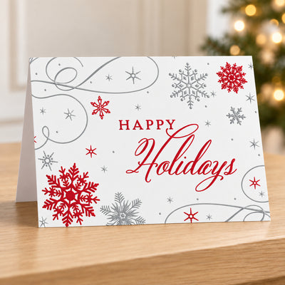 Snowflake Swirls 80lb 7 x 5 Foldover Card Set