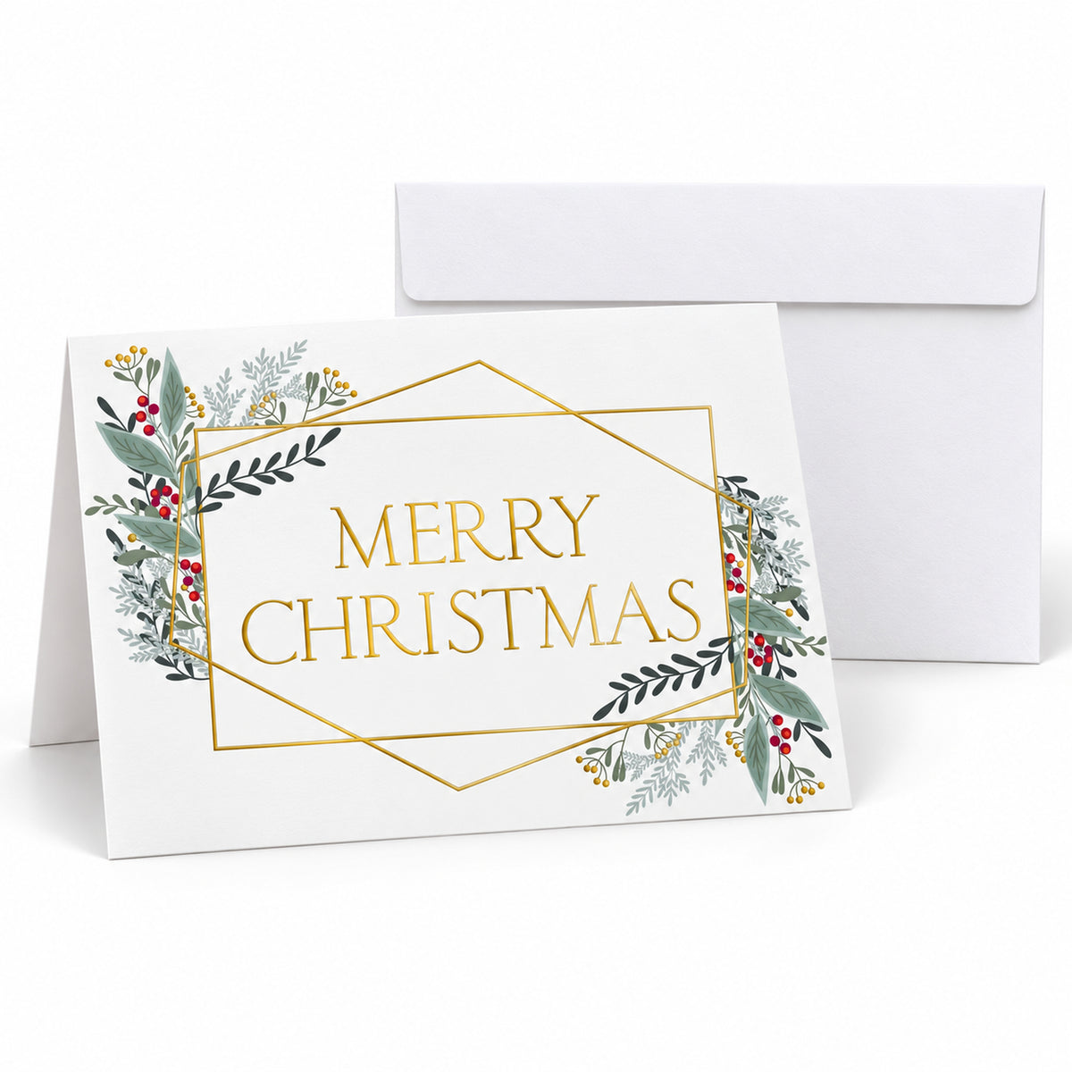Merry Christmas Lines 80lb 7 x 5 Foldover Card Set