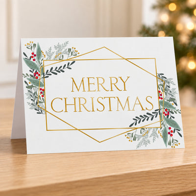 Merry Christmas Lines 80lb 7 x 5 Foldover Card Set
