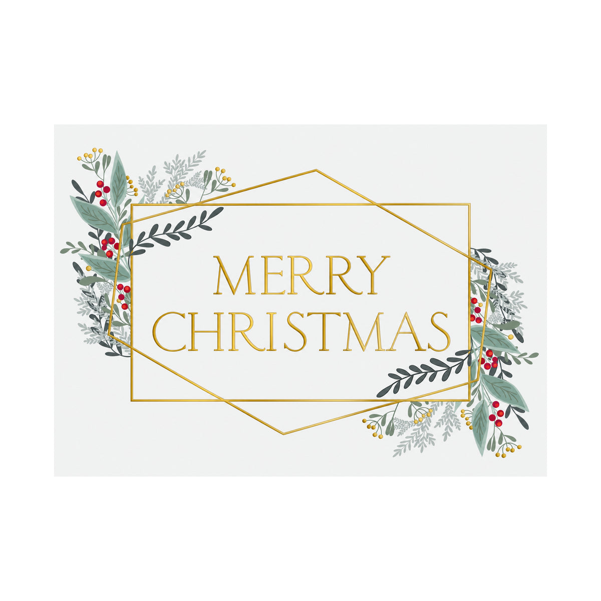 Merry Christmas Lines 80lb 7 x 5 Foldover Card Set