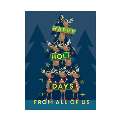 Reindeer Tree 80lb 5 x 7 Foldover Card Set