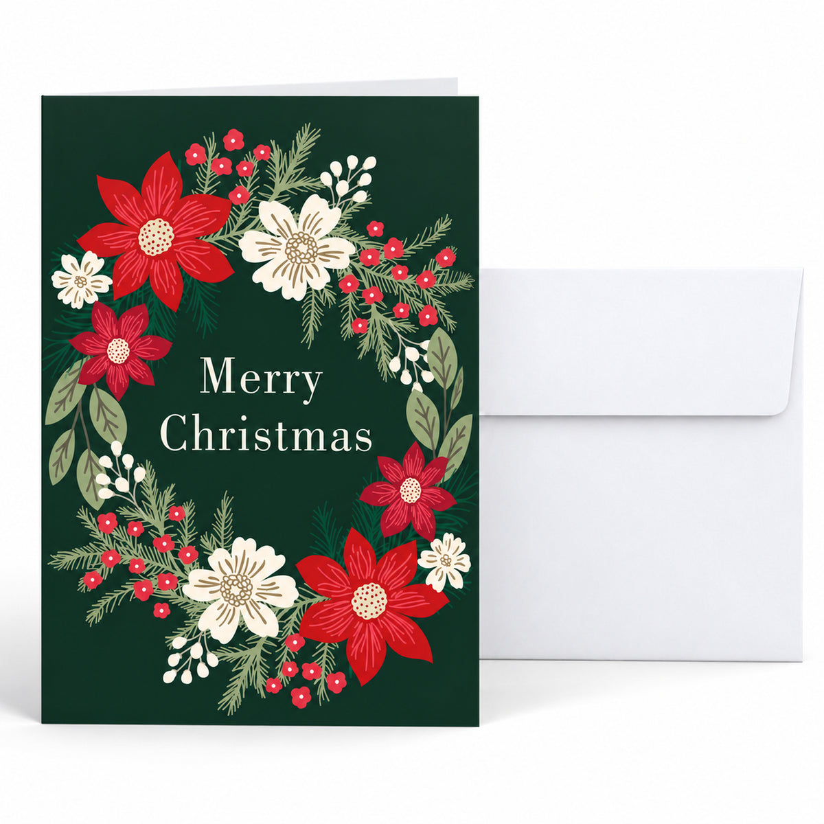 Yuletide Wreath 80lb 5 x 7 Foldover Card Set