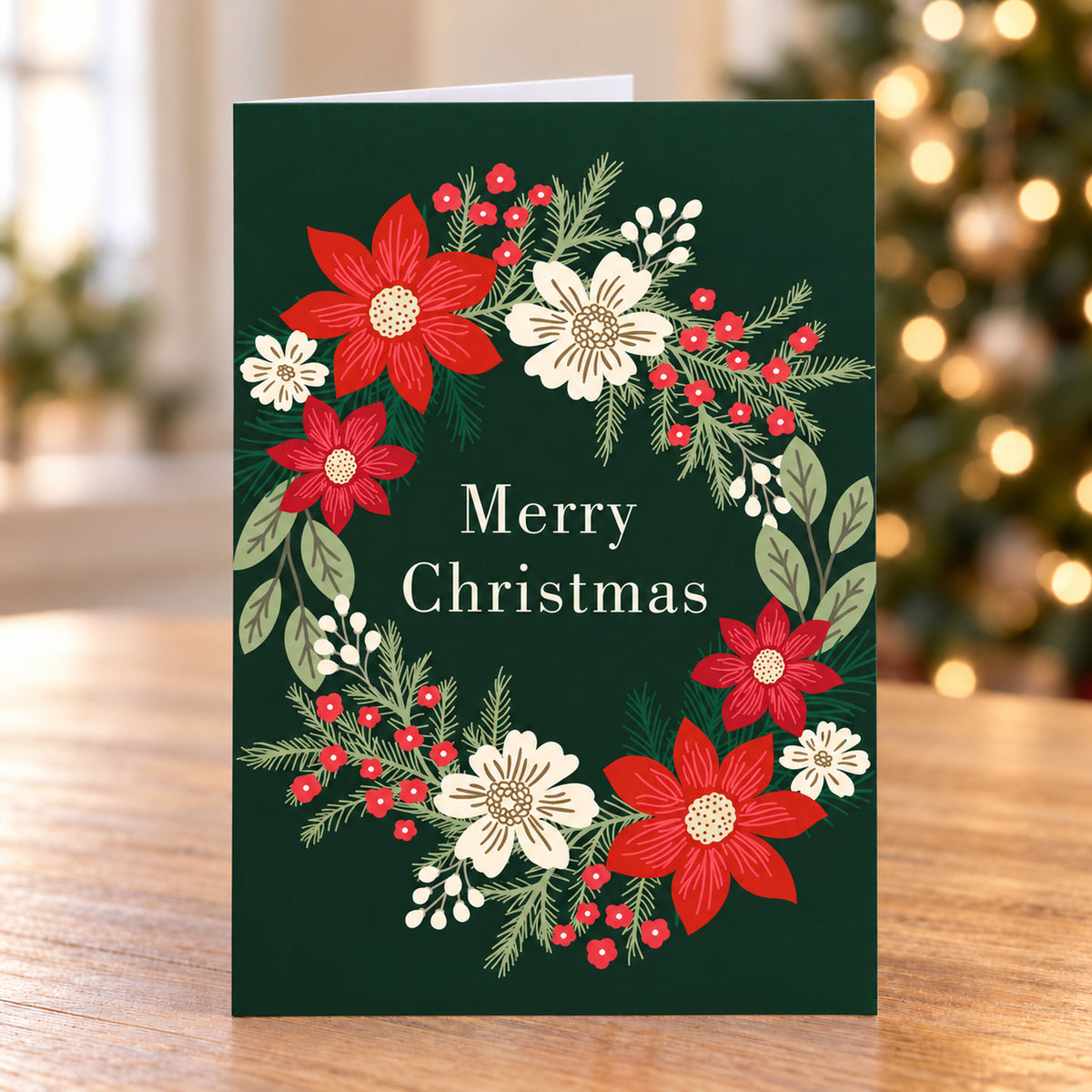 Yuletide Wreath 80lb 5 x 7 Foldover Card Set