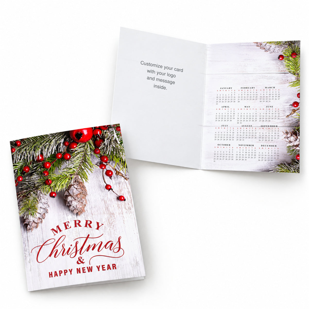 Rustic Sprigs Holiday Calendar 80lb 5 x 7 Foldover Card Set