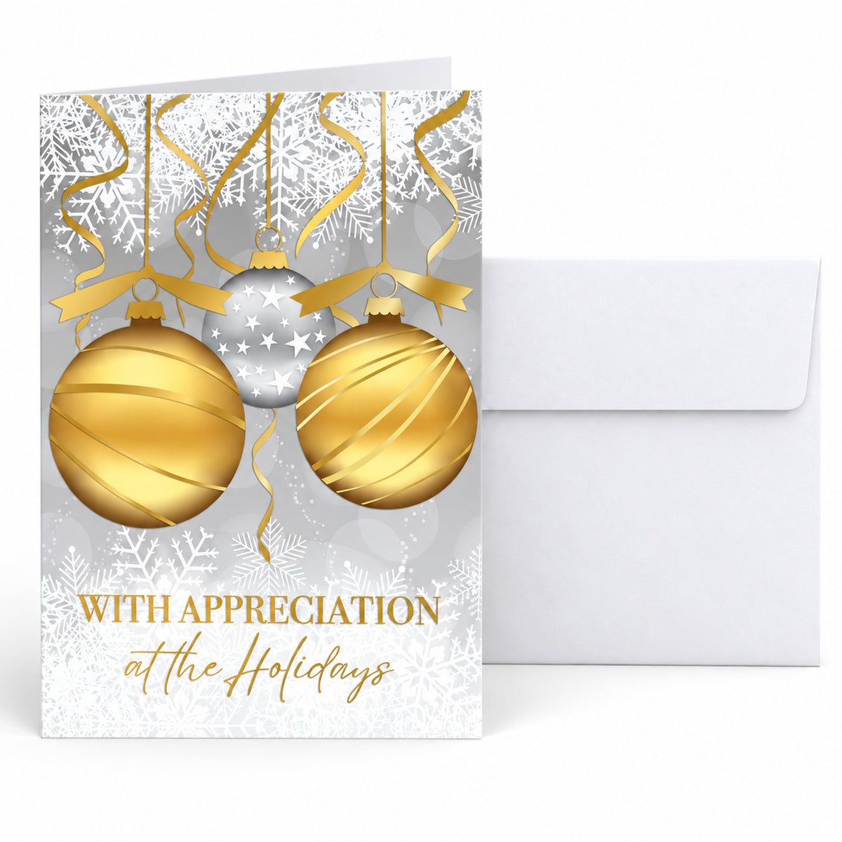 Golden Appreciation Holiday Calendar 80lb 5 x 7 Foldover Card Set