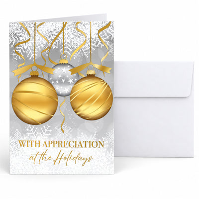 Golden Appreciation Holiday Calendar 80lb 5 x 7 Foldover Card Set
