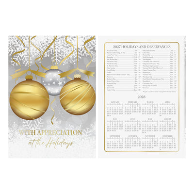 Golden Appreciation Holiday Calendar 80lb 5 x 7 Foldover Card Set