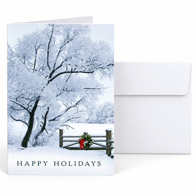 Frosty Winter Holiday Calendar 80lb 5 x 7 Foldover Card Set