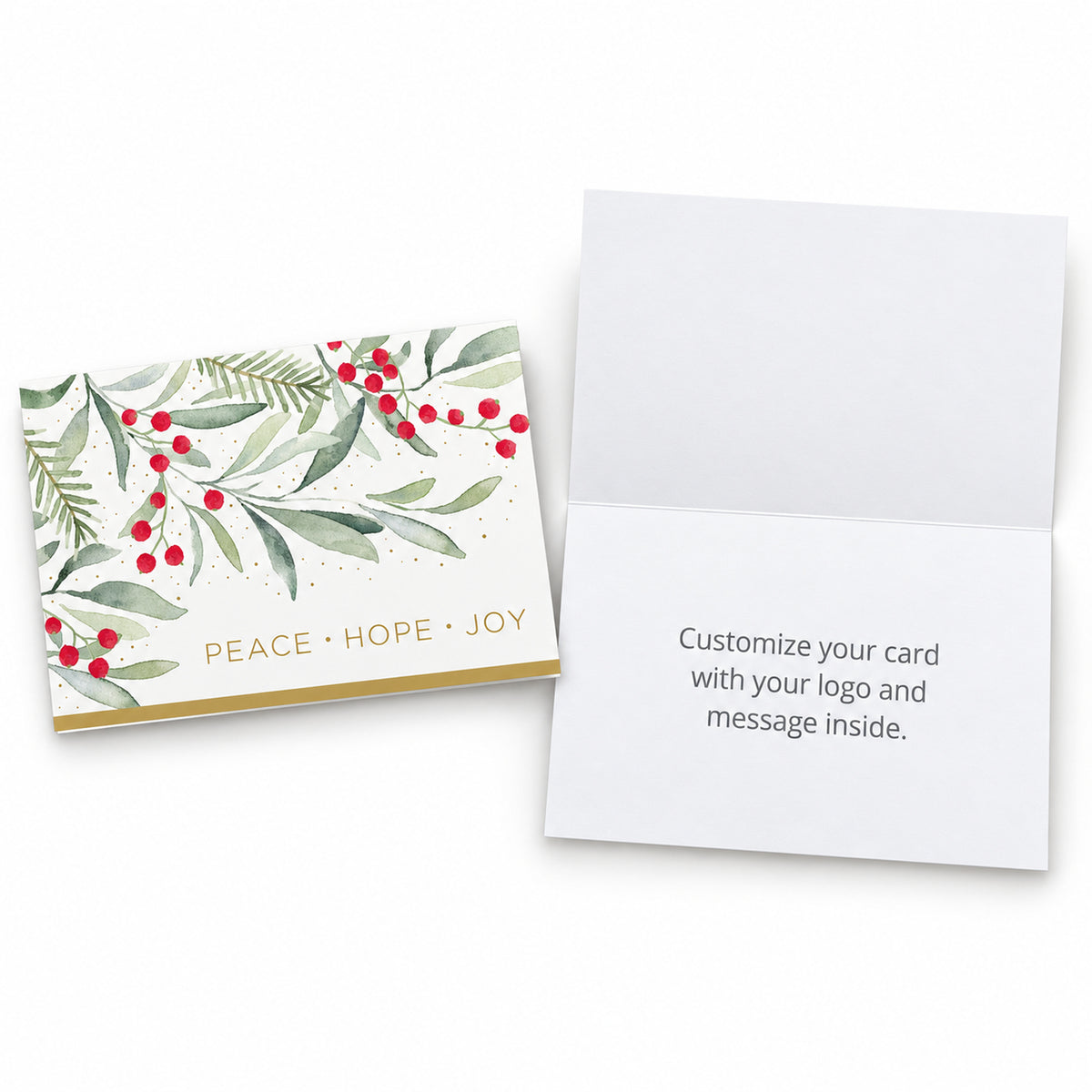 Watercolor Greenery Peace 80lb 7 x 5 Foldover Card Set