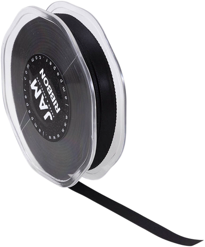 Black Satin 3/8 Inch Thick x 25 Yards Ribbon