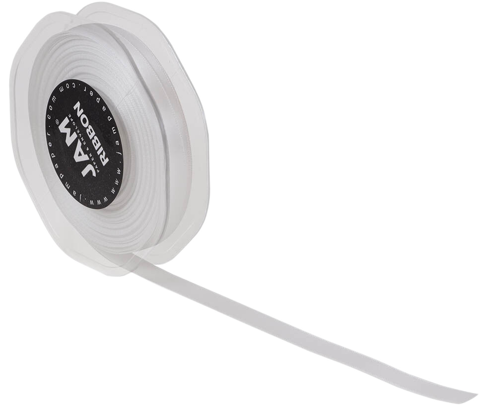 White Satin 3/8 Inch Thick x 25 Yards Ribbon