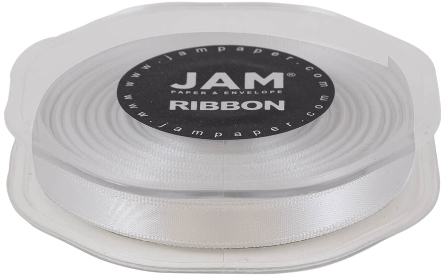 White Satin 3/8 Inch Thick x 25 Yards Ribbon
