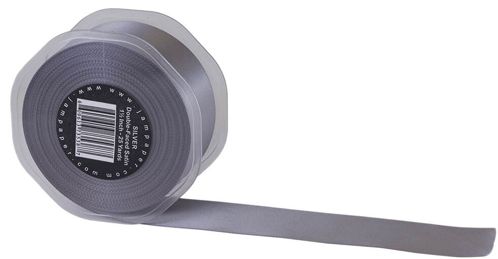 Silver Satin 1 1/2 Inch x 25 Yards Ribbon