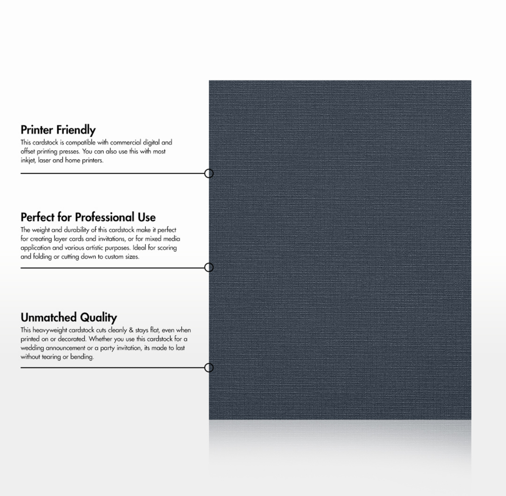 Nautical Navy Blue Linen 100lb 8 1/2 x 11 Cardstock