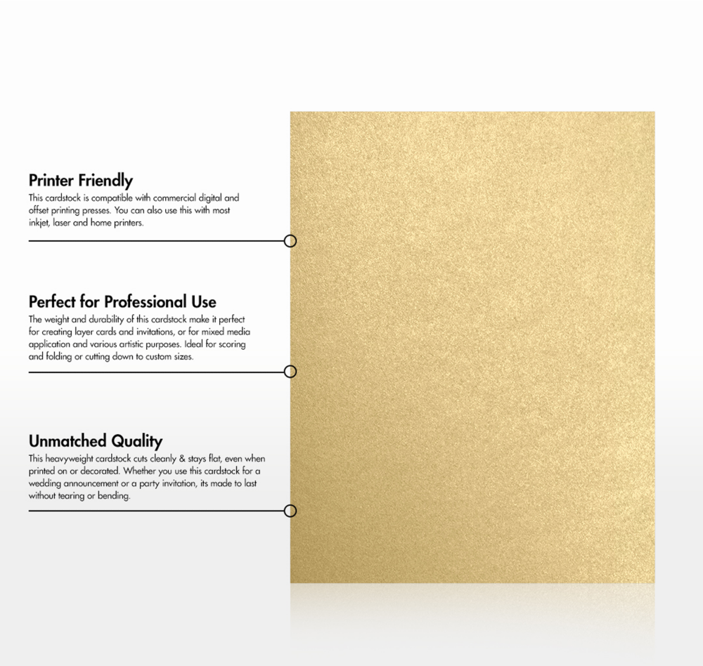 Light Gold Blonde Metallic 105lb 8 1/2 x 11 Cardstock