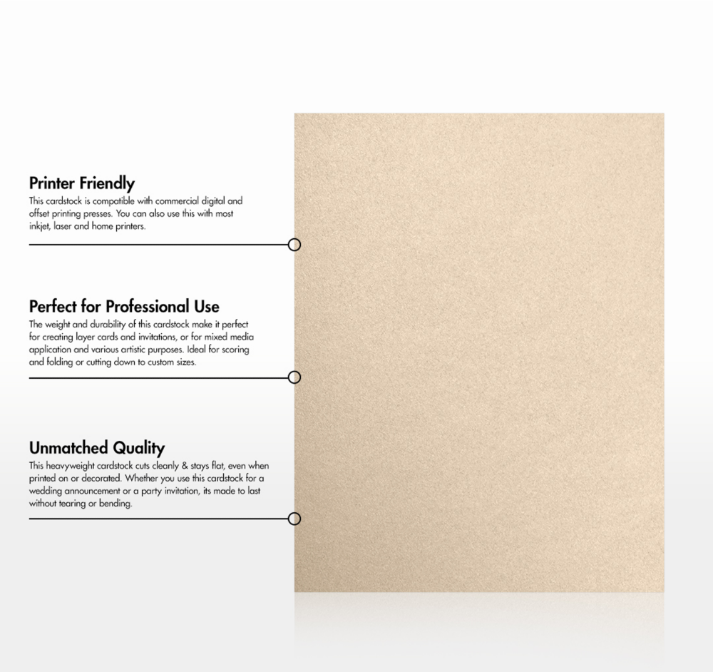 Light Brown Taupe Metallic 105lb 8 1/2 x 11 Cardstock