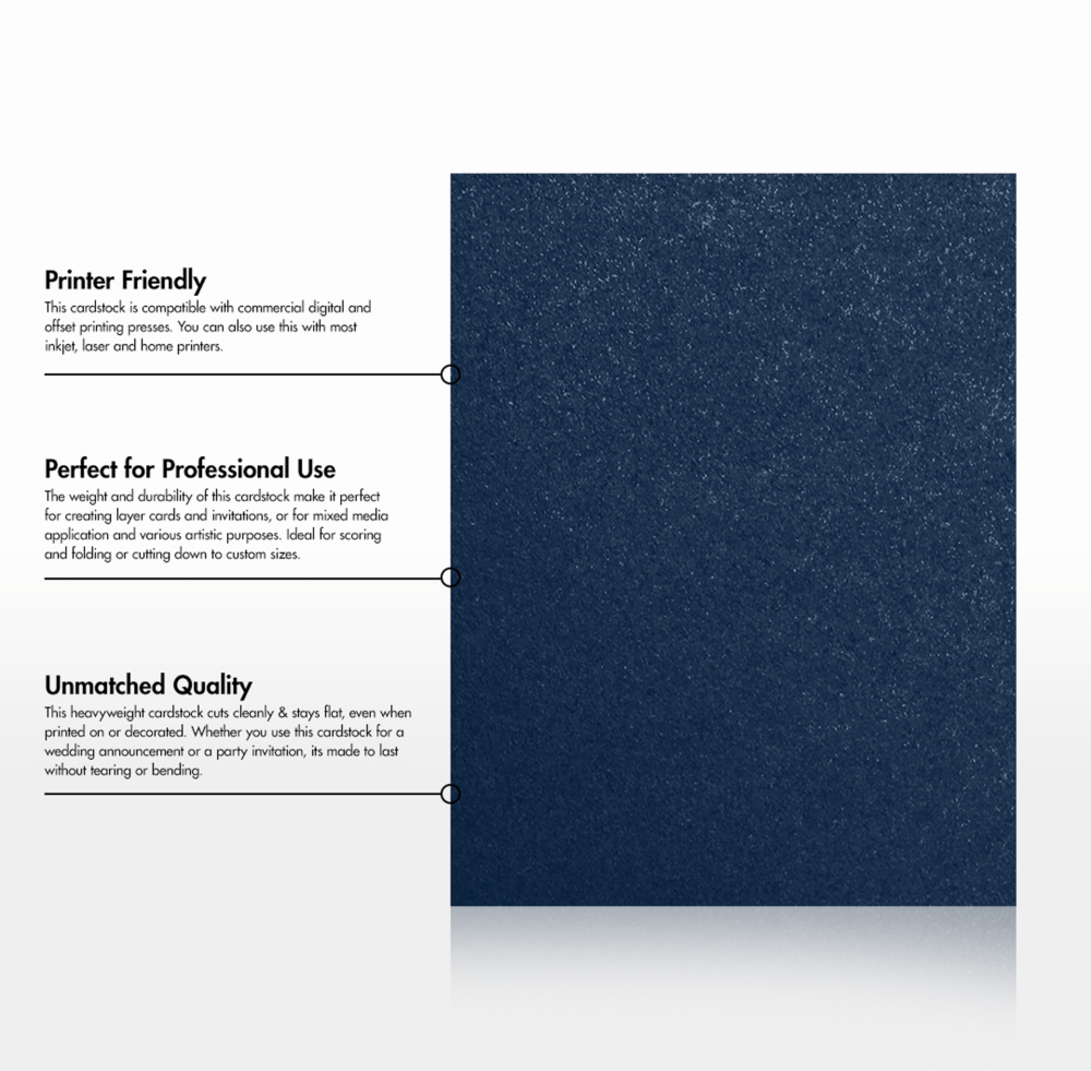Lapis Navy Blue Metallic 105lb 8 1/2 x 11 Cardstock