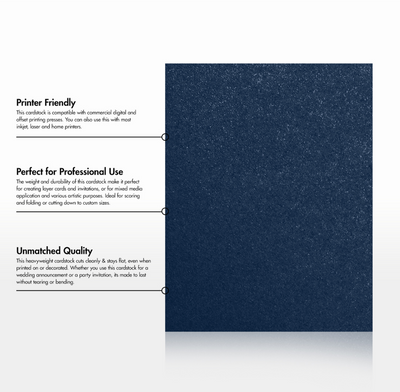 Lapis Navy Blue Metallic 105lb 8 1/2 x 11 Cardstock