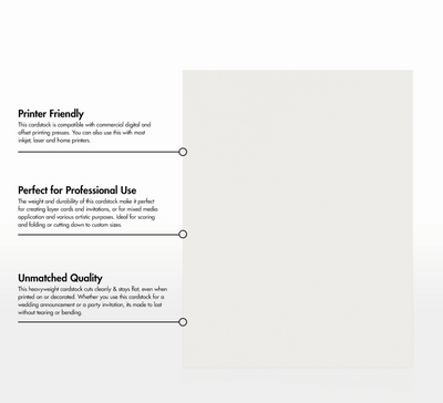 Natural White 100% Cotton 92lb 8 1/2 x 11 Cardstock