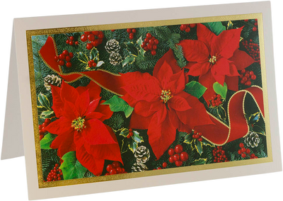 Red Flowers A8 size Christmas Cards - 10 Pack