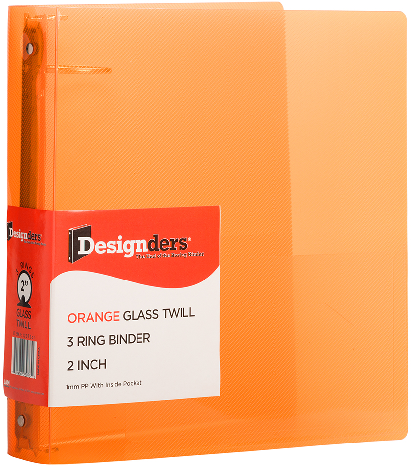 Orange Plastic 2 Inch 3-Ring Binder
