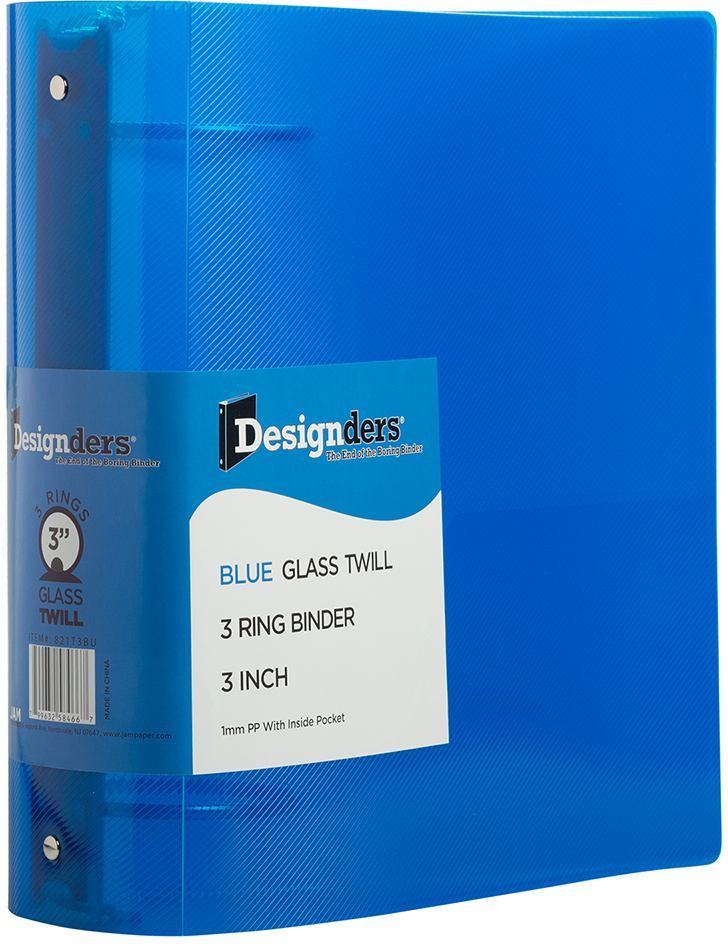 Blue Plastic 3 Inch 3-Ring Binder