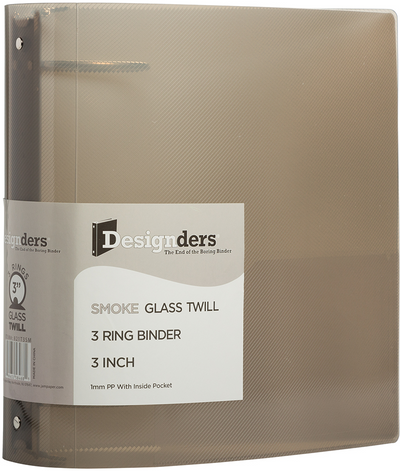 Smoke Gray Plastic 3 Inch 3-Ring Binder