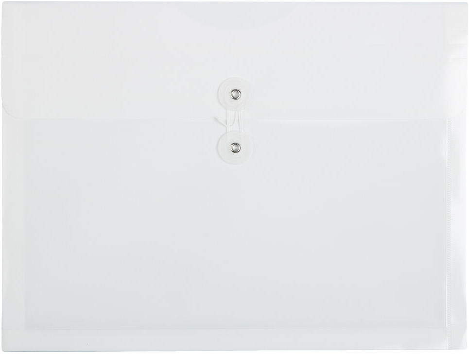 White Letter Booklet Plastic Envelopes (9 3/4 x 13) with Button & String