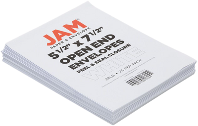 White 28lb 5 1/2 x 7 1/2 Open End Envelopes with Peel & Seal