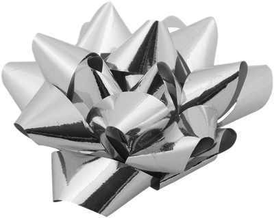 Silver 3 1/2 Inch Small Gift Bows - 12 Pack