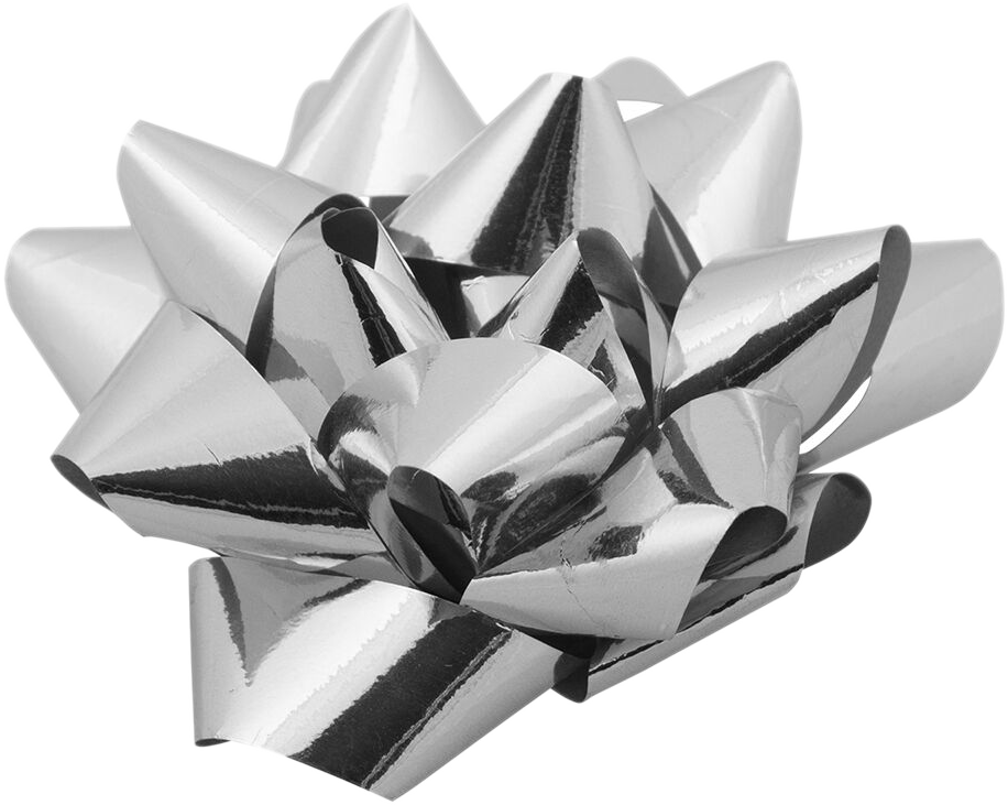 Silver 3 1/2 Inch Small Gift Bows - 12 Pack