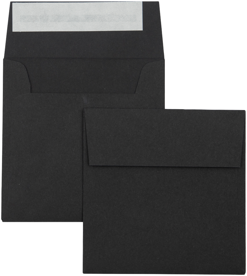Smooth Midnight Black 32lb 3 1/4 x 3 1/4 Square Envelopes with Peel & Seal