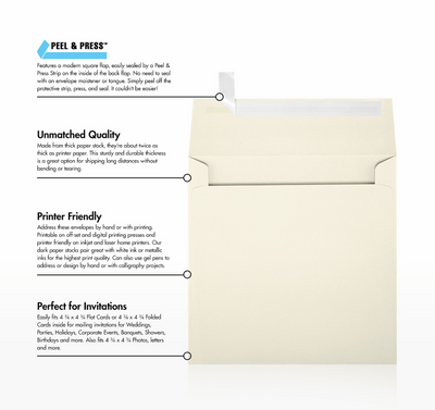 Natural 28lb Cougar 5 x 5 Square Premium Envelopes with Peel & Seal