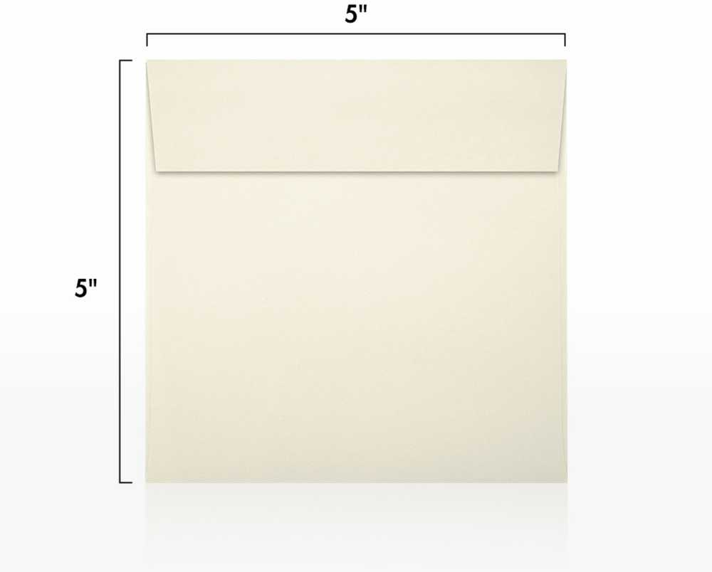 Natural 28lb Cougar 5 x 5 Square Premium Envelopes with Peel & Seal