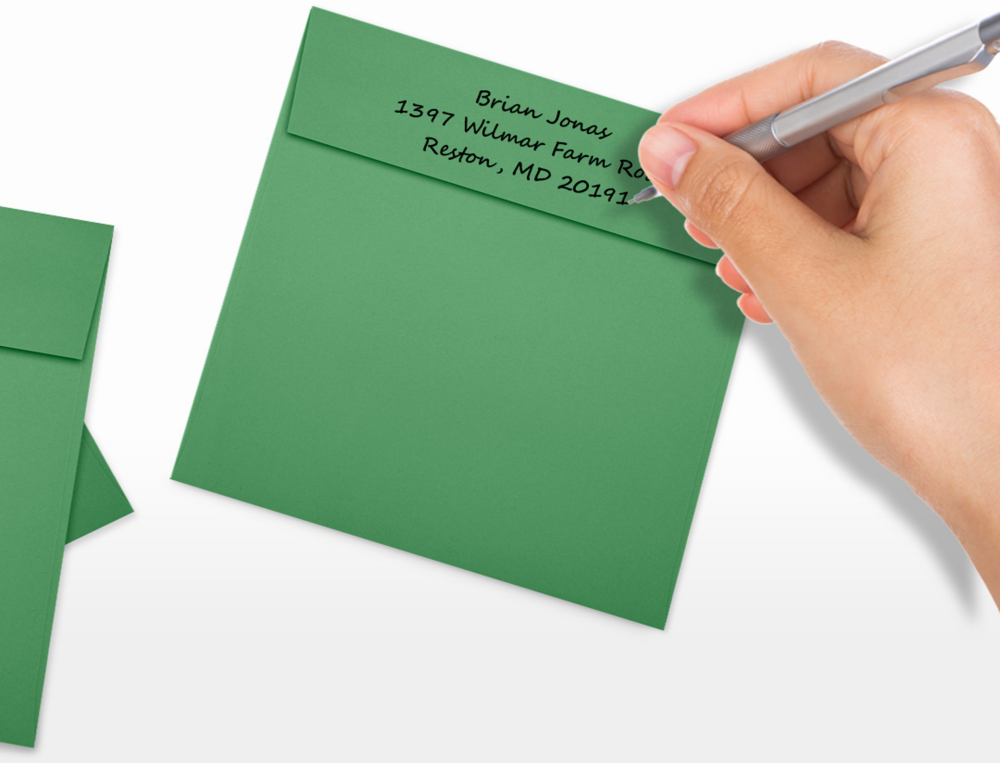 Holiday Green 32lb 5 x 5 Square Envelopes with Peel & Seal