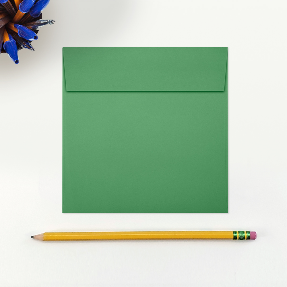Holiday Green 32lb 5 x 5 Square Envelopes with Peel & Seal