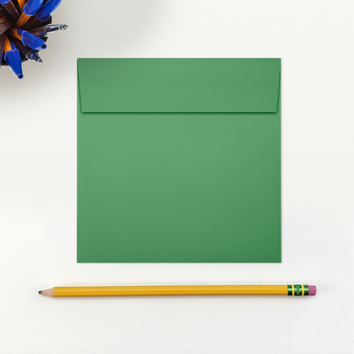 Holiday Green 32lb 5 x 5 Square Envelopes with Peel & Seal