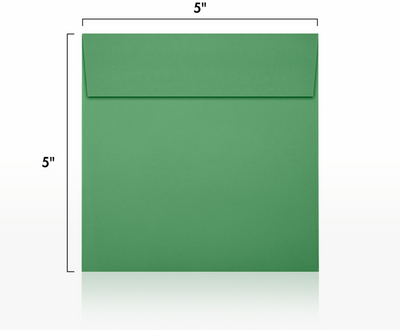 Holiday Green 32lb 5 x 5 Square Envelopes with Peel & Seal