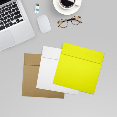 Citrus Yellow 32lb 5 x 5 Square Envelopes with Peel & Seal