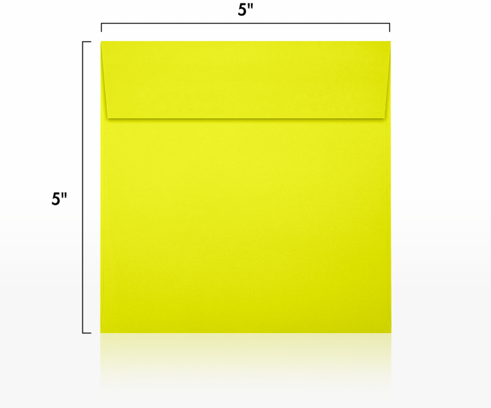 Citrus Yellow 32lb 5 x 5 Square Envelopes with Peel & Seal