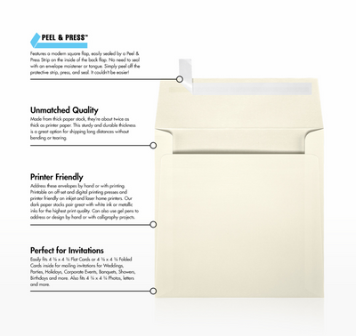 Natural Linen 32lb 5 x 5 Square Envelopes with Peel & Seal